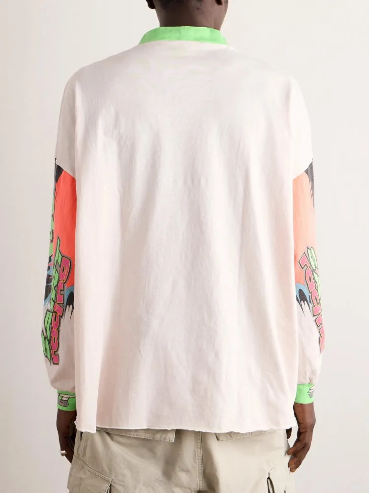 SAINT MICHAEL 24SS SAINT FORCE L/S TEE New Racing Retro Long Sleeve Off-white S-XL Front, left and right sleeves, even ribs are printed. There are more than 30 sets of samples in total. They are extremely complicated and all are oversized screen versions. Ready-made garments are washed and worn with Vintage value.